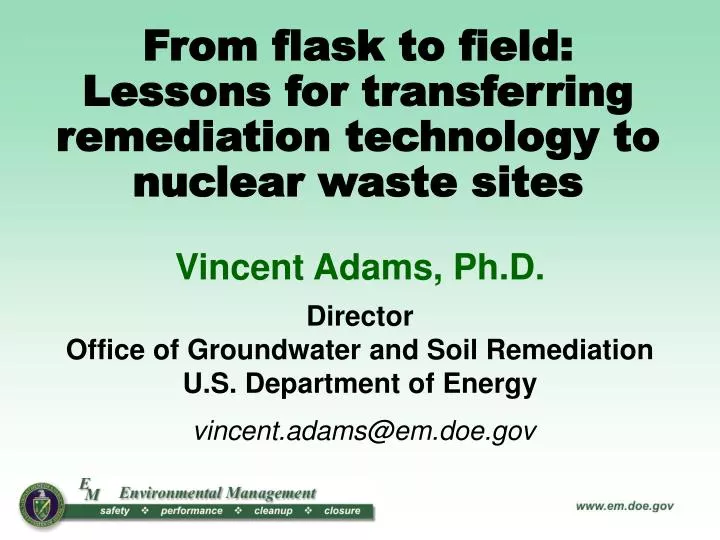 from flask to field lessons for transferring remediation technology to nuclear waste sites
