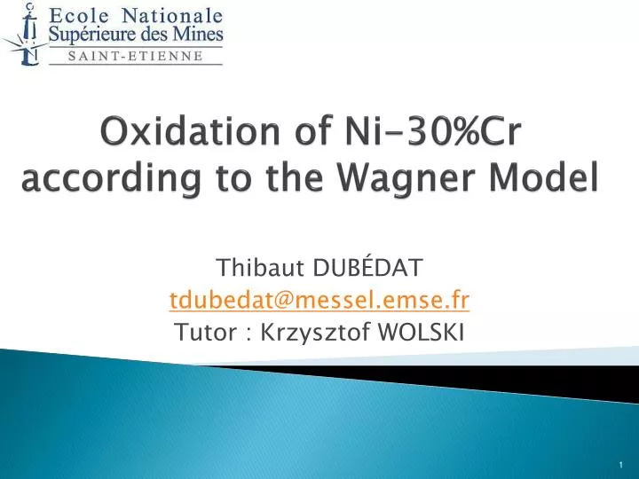 oxidation of ni 30 cr according to the wagner model