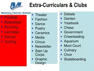 Extra- Curriculars &amp; Clubs