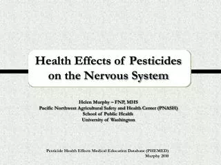 Health Effects of Pesticides on the Nervous System