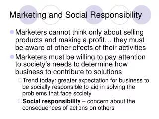 Marketing and Social Responsibility