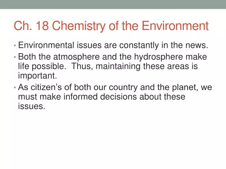 ch 18 chemistry of the environment