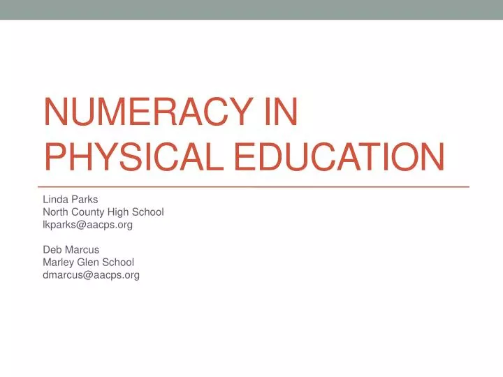 numeracy in physical education