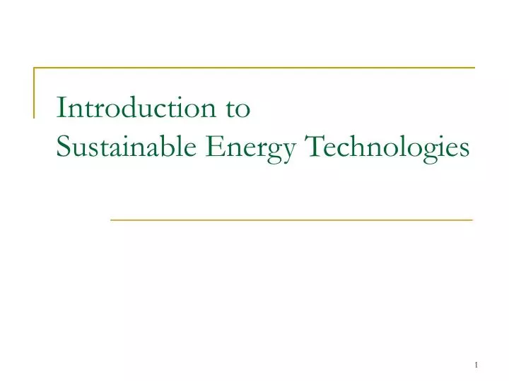 introduction to sustainable energy technologies