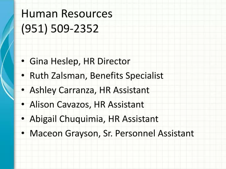 human resources 951 509 2352