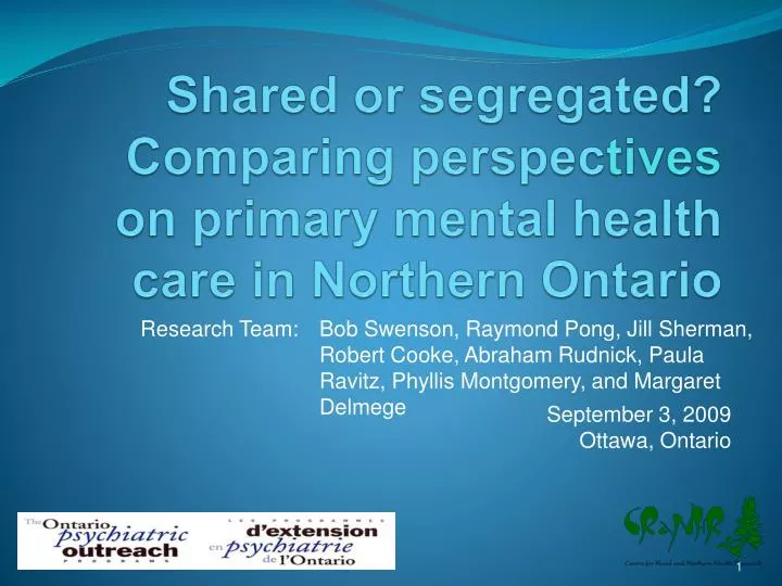 shared or segregated comparing perspec tives on primary mental health care in northern ontario