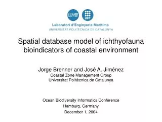Spatial database model of ichthyofauna bioindicators of coastal environment