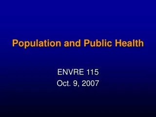 Population and Public Health