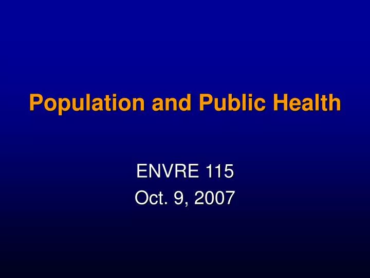 population and public health