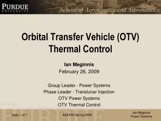 Orbital Transfer Vehicle (OTV) Thermal Control