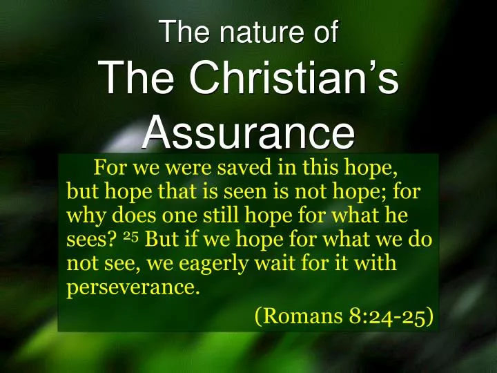 the nature of the christian s assurance
