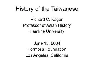 History of the Taiwanese