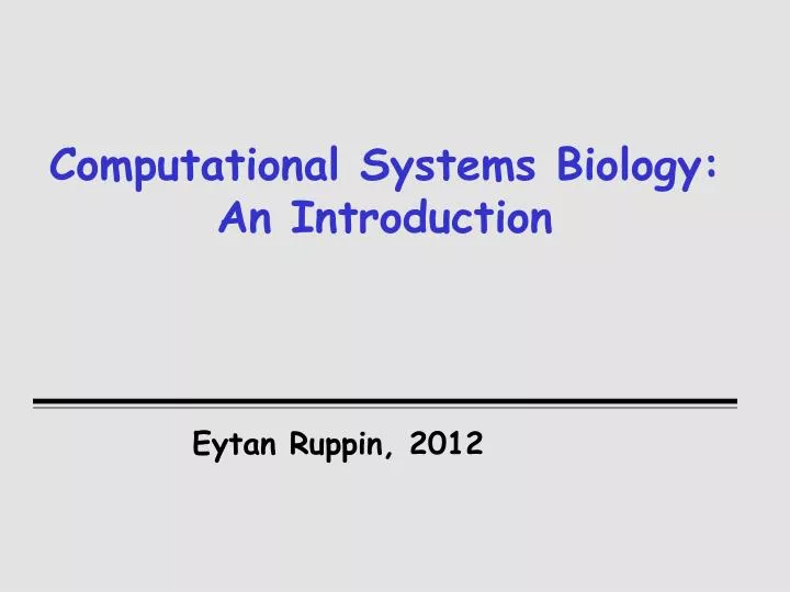 computational systems biology an introduction