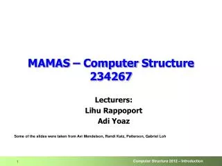 MAMAS – Computer S tructure 234267