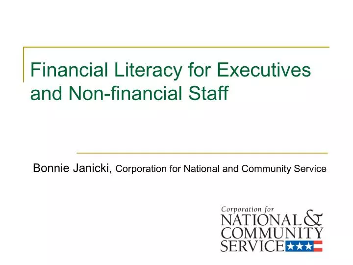 financial literacy for executives and non financial staff