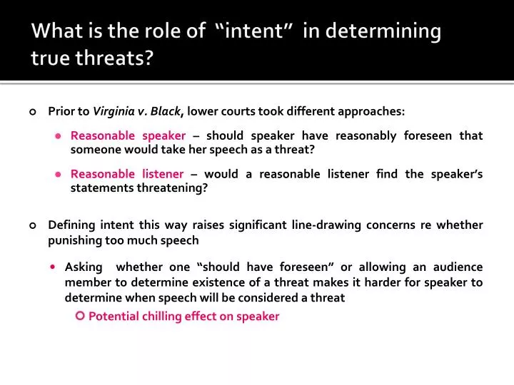 what is the role of intent in determining true threats
