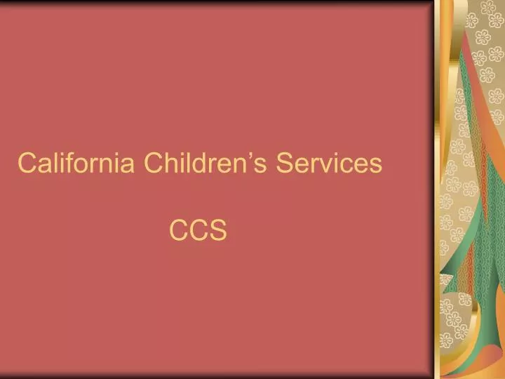 california children s services ccs