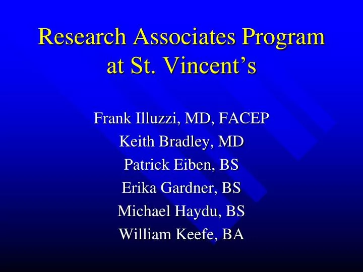research associates program at st vincent s