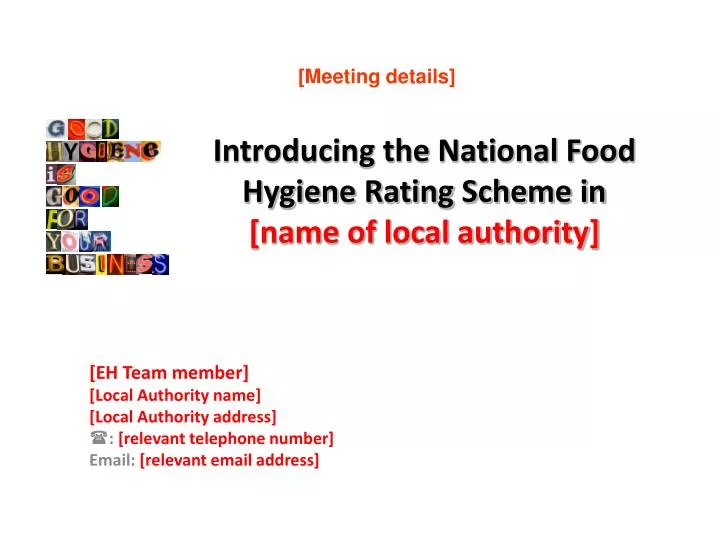 introducing the national food hygiene rating scheme in name of local authority
