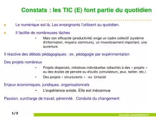 constats les tic e font partie du quotidien