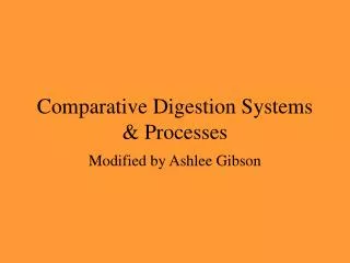 Comparative Digestion Systems &amp; Processes
