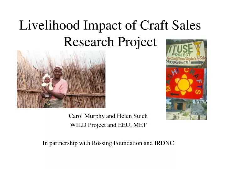 livelihood impact of craft sales research project