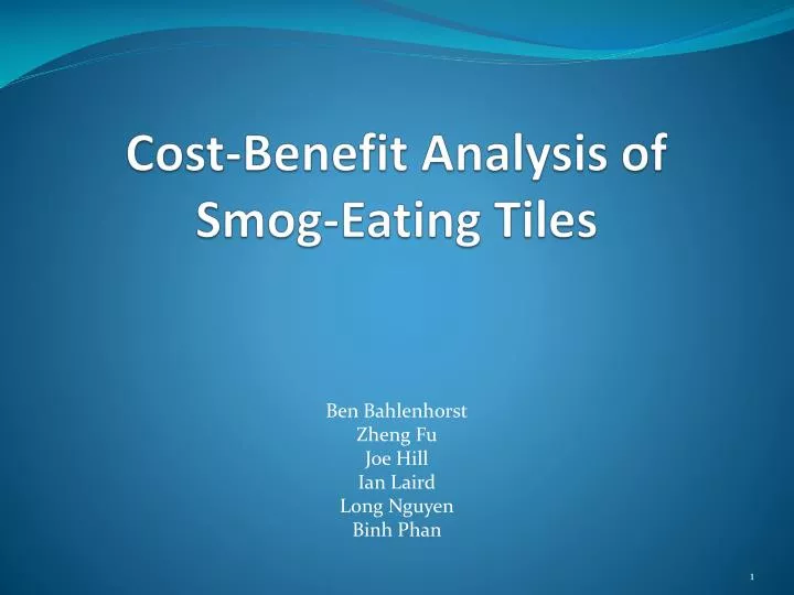 cost benefit analysis of smog eating tiles