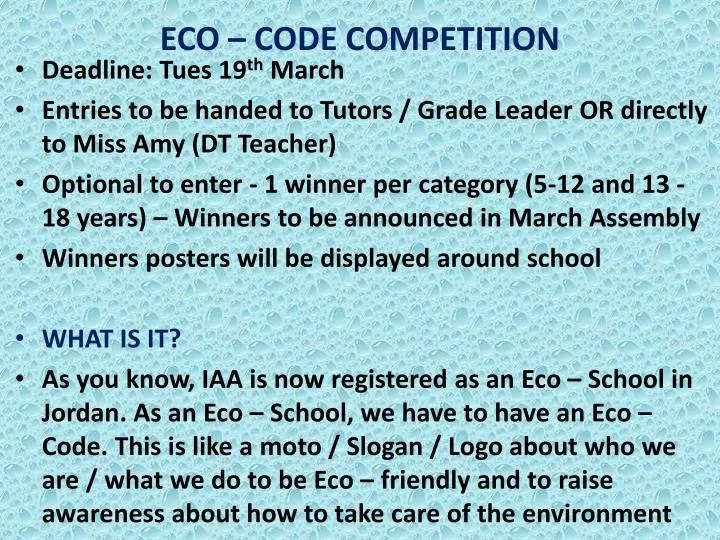 eco code competition