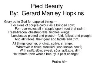 Pied Beauty By: Gerard Manley Hopkins