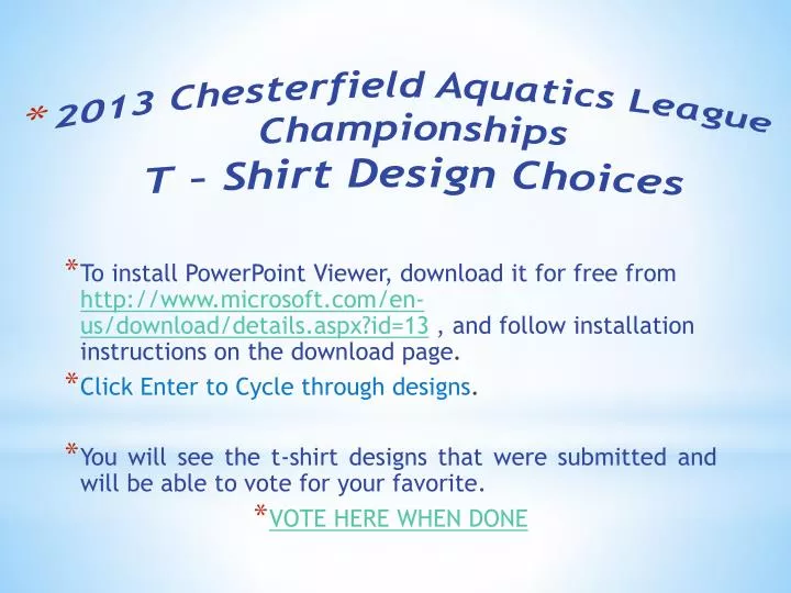 2013 chesterfield aquatics league championships t shirt design choices