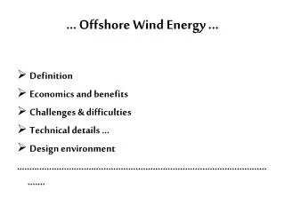 ... Offshore Wind Energy ...