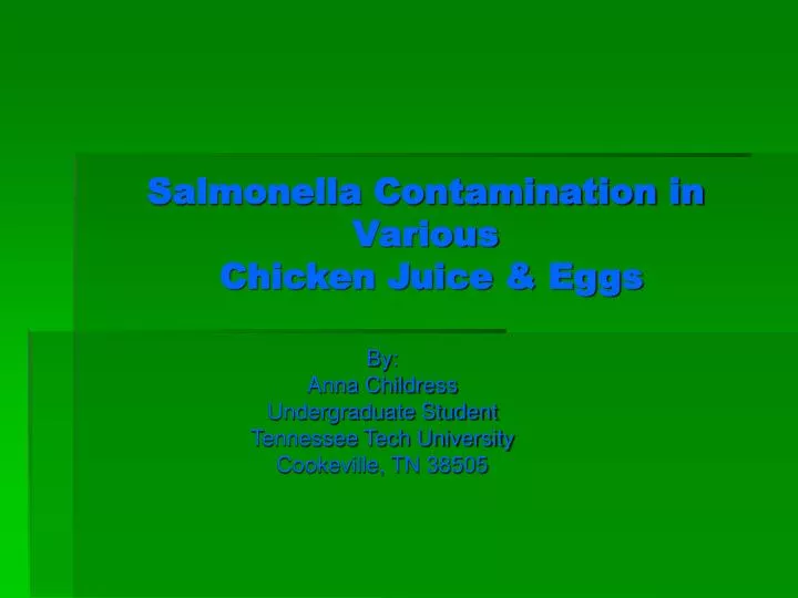 salmonella contamination in various chicken juice eggs
