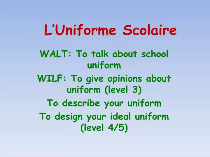 l uniforme scolaire