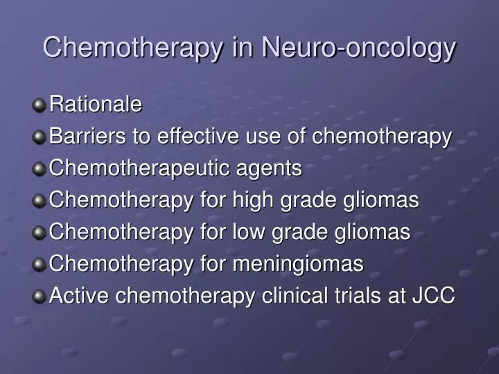 chemotherapy in neuro oncology