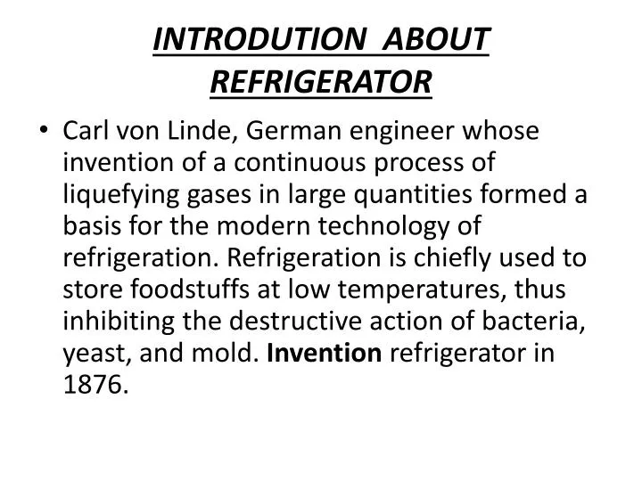 introdution about refrigerator