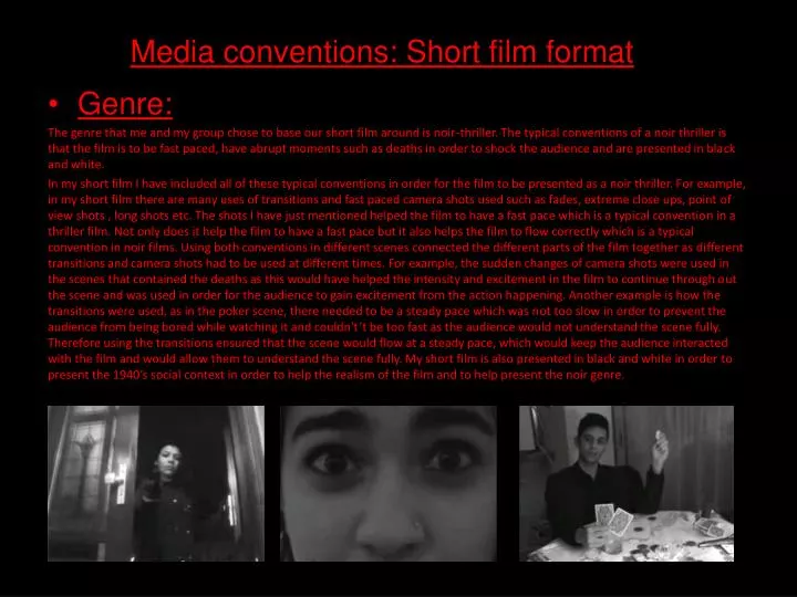 media conventions short film format