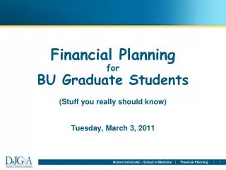 Financial Planning for BU Graduate Students