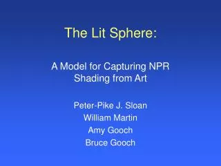 The Lit Sphere: