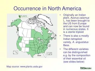 Occurrence in North America