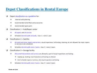 Depot Classifications in Rental Europe
