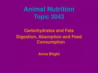 Animal Nutrition Topic 3043