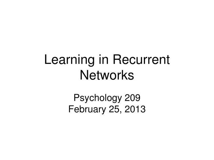 learning in recurrent networks