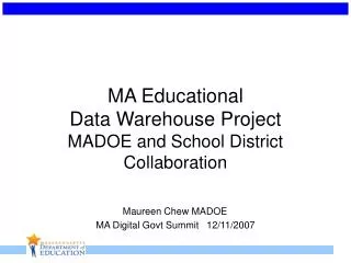 MA Education Data Warehouse