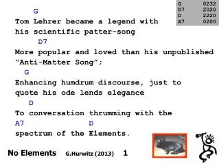 G Tom Lehrer became a legend with his scientific patter-song D7