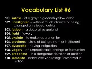 Vocabulary List #6
