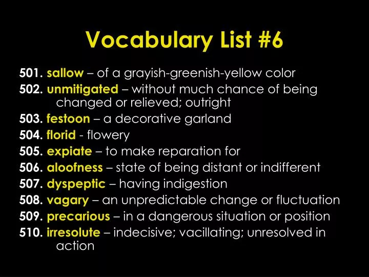 vocabulary list 6