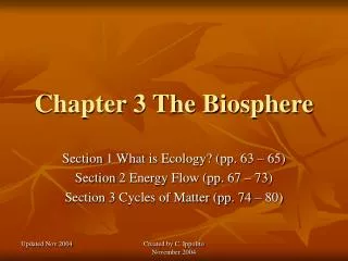 Chapter 3 The Biosphere