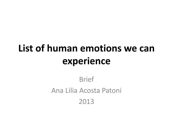 list of human emotions we can experience