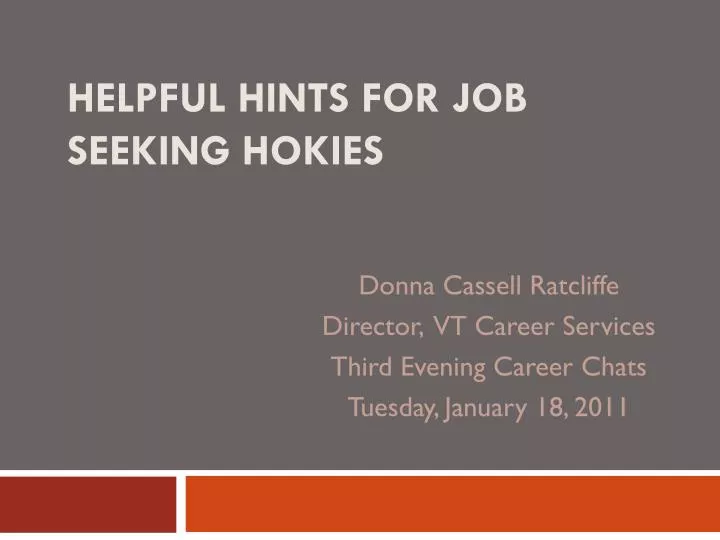helpful hints for job seeking hokies