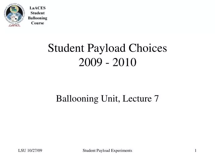 student payload choices 2009 2010